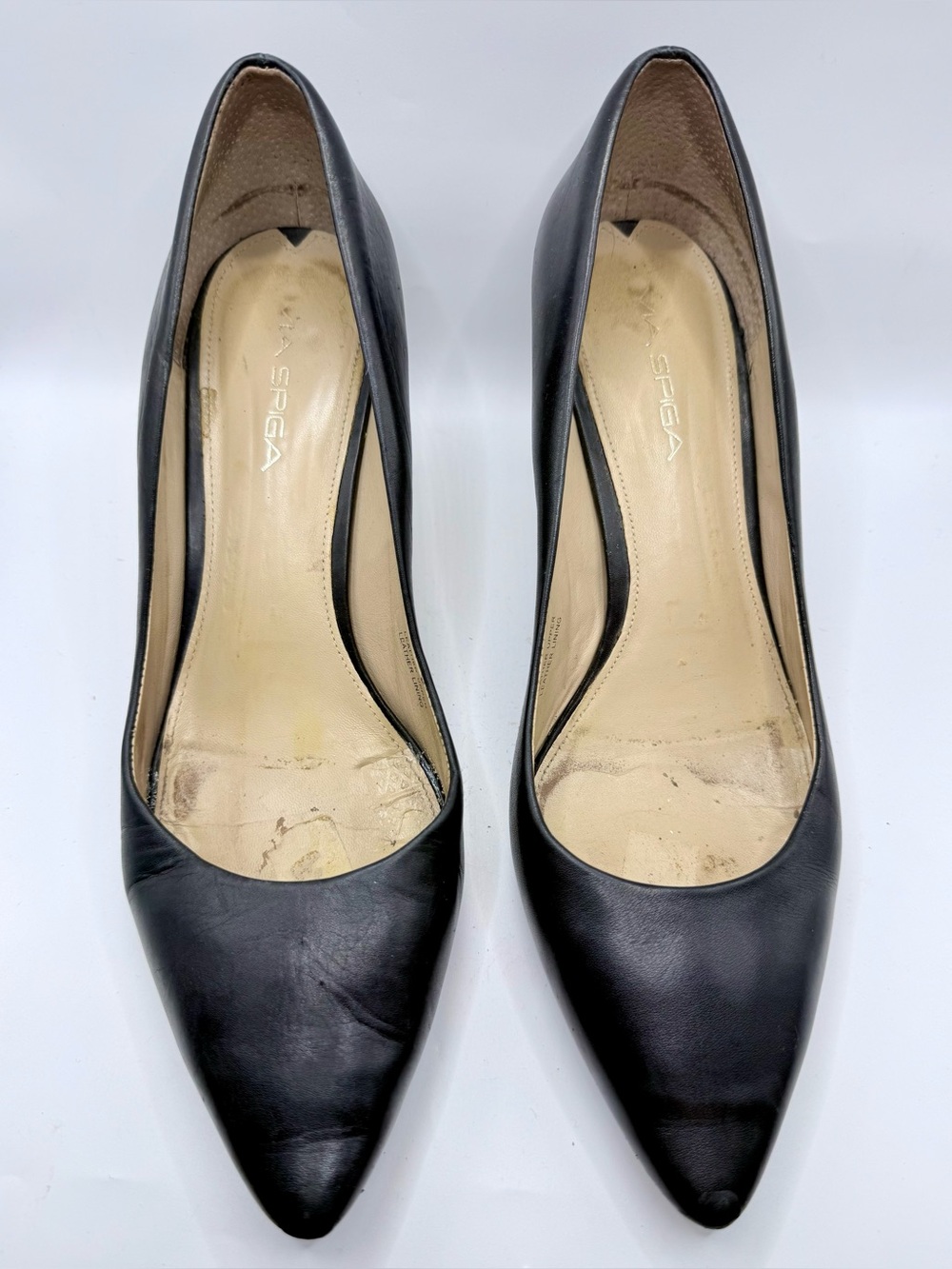Via Spiga Black Leather Pointed Toe Pumps Size 10